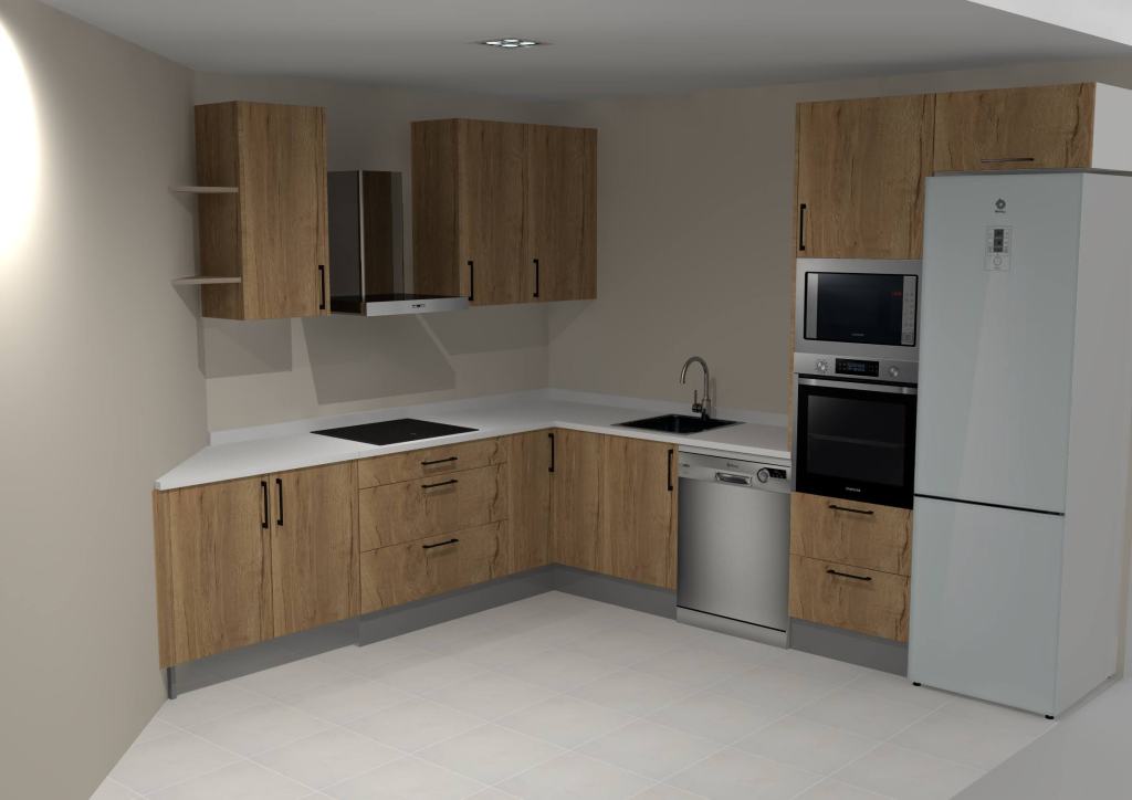 Diseño 3D de cocina a medida hecho con TeoWin