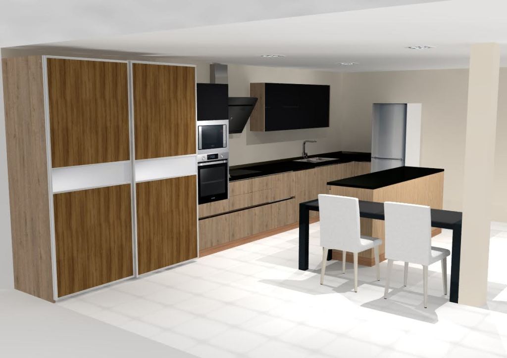Diseño 3D de cocina a medida hecho con TeoWin