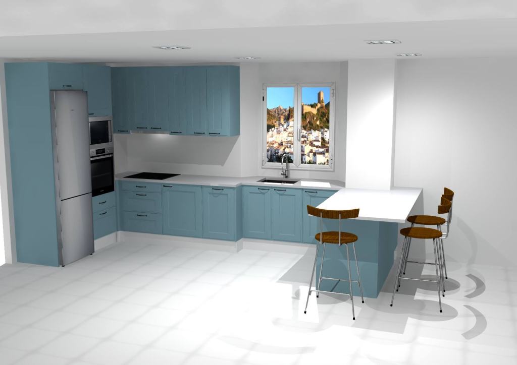 Diseño 3D de cocina a medida hecho con TeoWin