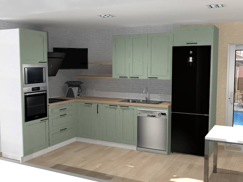 Diseño 3D de cocina a medida hecho con TeoWin