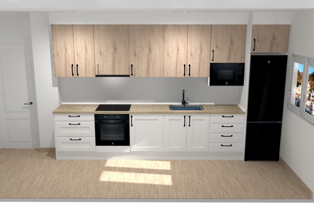 Diseño 3D de cocina a medida hecho con TeoWin