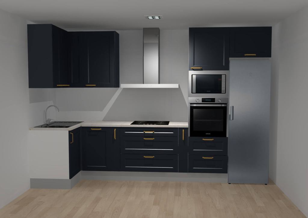 Diseño 3D de cocina a medida hecho con TeoWin