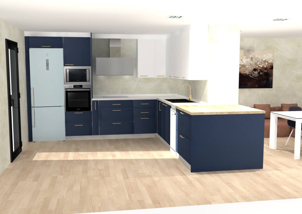 Diseño 3D de cocina a medida hecho con TeoWin