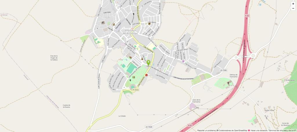 Mapa de Villanueva del Arzobispo con la ubicación de Muebles Carrascosa en Calle Fuenclara, 72
