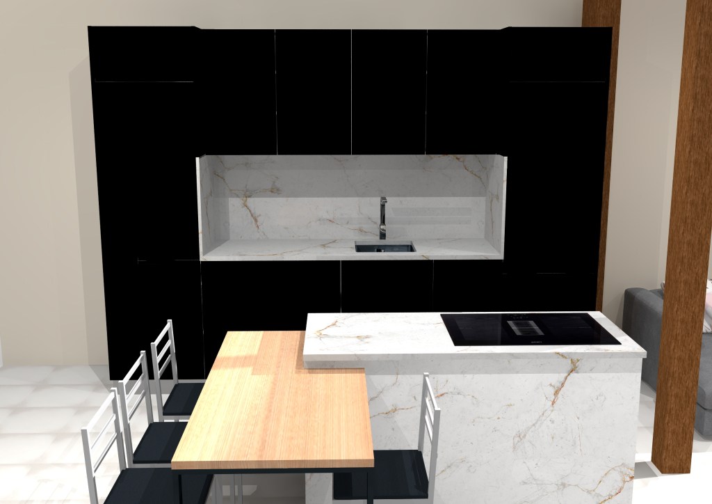 Diseño 3D de cocina a medida hecho con TeoWin