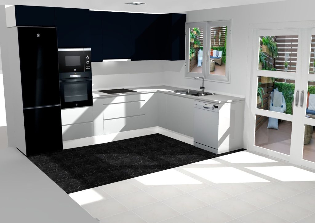 Diseño 3D de cocina a medida hecho con TeoWin