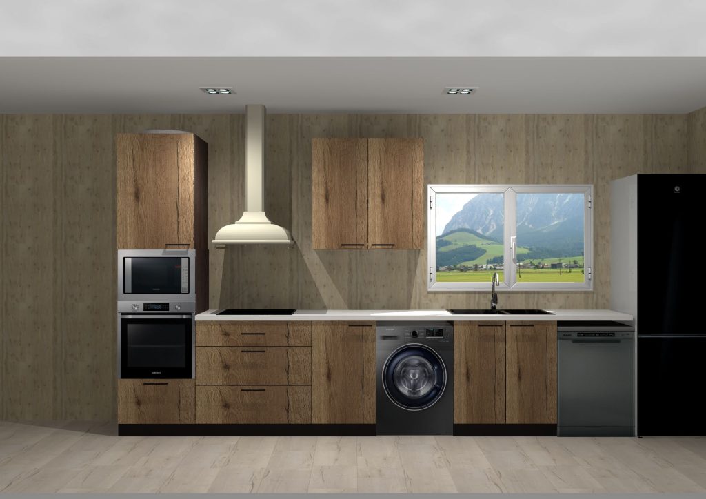 Diseño 3D de cocina a medida hecho con TeoWin