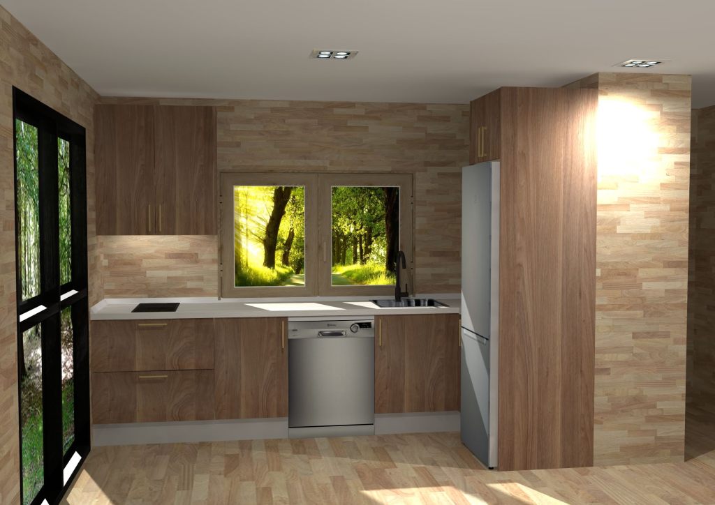 Diseño 3D de cocina a medida hecho con TeoWin